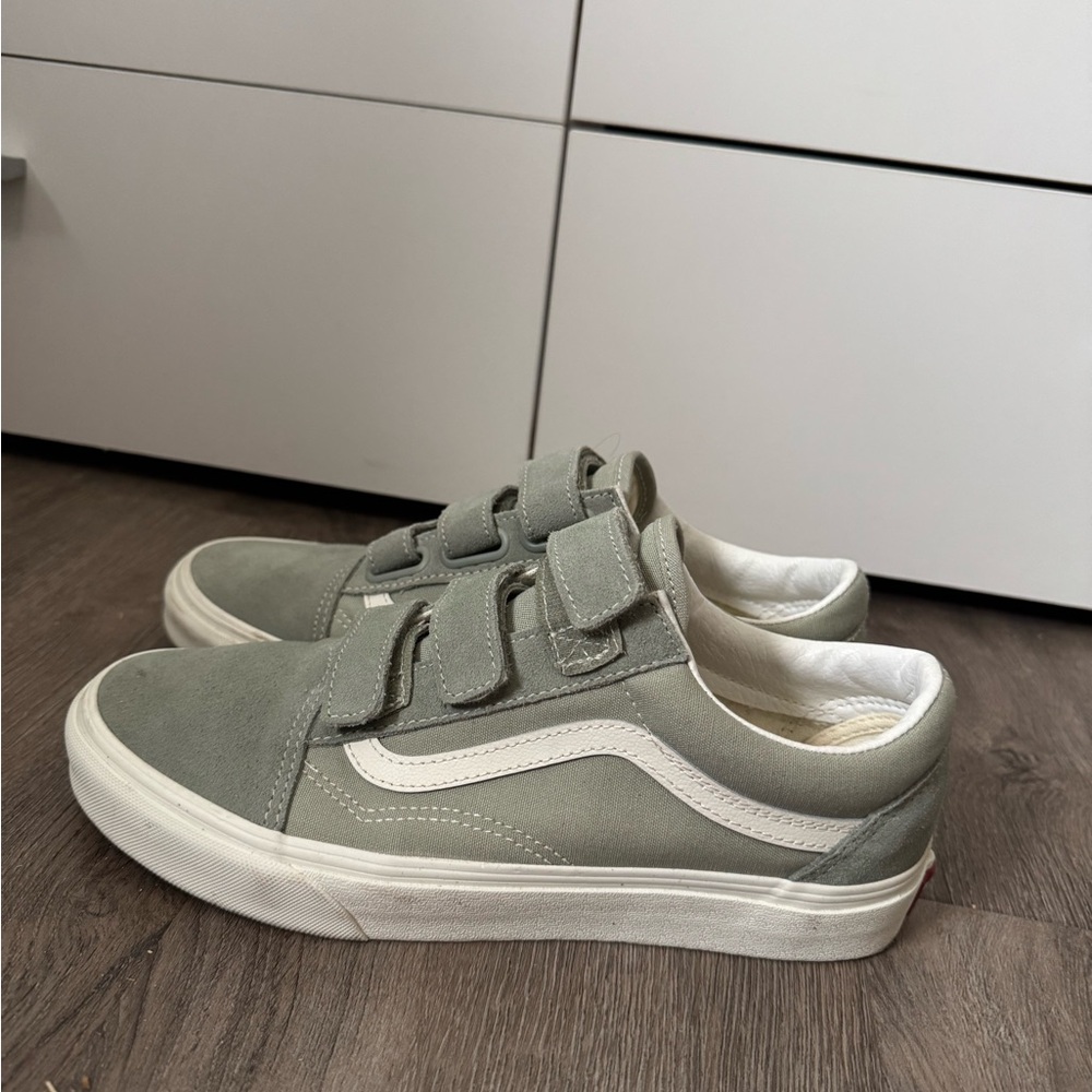 Sage Green Velcro Vans